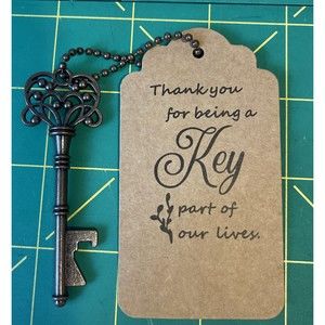 Skeleton Key Keychain Bronze-Tone Metal Charm For Bag Purse Tag, Fob